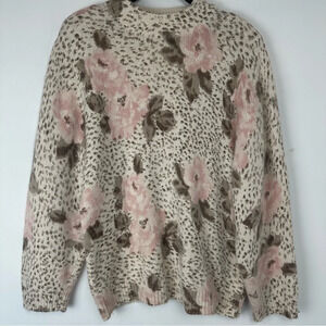 Colter Bay Women’s Sweater Size Large Floral Angora Silk Lambswool Cottagecore